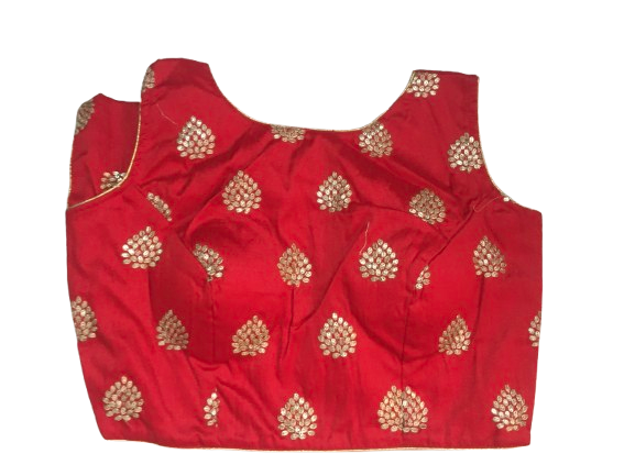 Raw Silk Red Designer Blouse 139